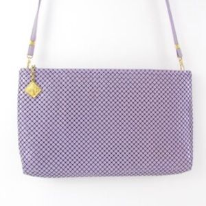 Whiting & Davis Vintage 80s Metal Mesh Shoulder Bag Purse Lilac Clutch Crossbody